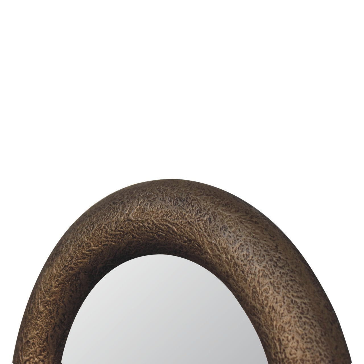 Solid Mango Wood Round Metallic Hammered Mirror