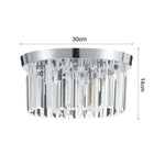 Modern Double Circle Crystal Chandelier Chrome Ceiling Light Droplet Crystal Shade Flush Mount Led Fixture | 30cm x 30cm