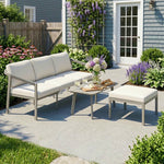 3 Piece Garden Dining Set, Outdoor Patio Furniture, Grey