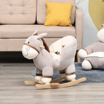 Cute Kids Ride-on Rocking Donkey W/ Sound Handlebars Seat Belt Plush Body