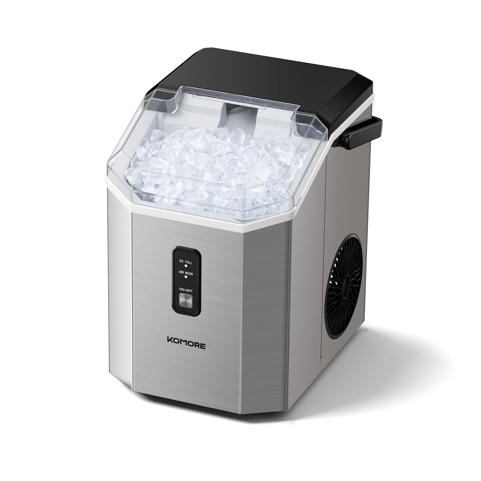 Nugget Ice Maker Portable Ice Machine With Handle, 15kg/24h, Ready In 5 Minutes, Self-cleaning, Easy To Use For Home | Silver