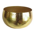 Xl Metal Bowl Planter 32 X 20cm Hammered Gold Colour - Straight Edge