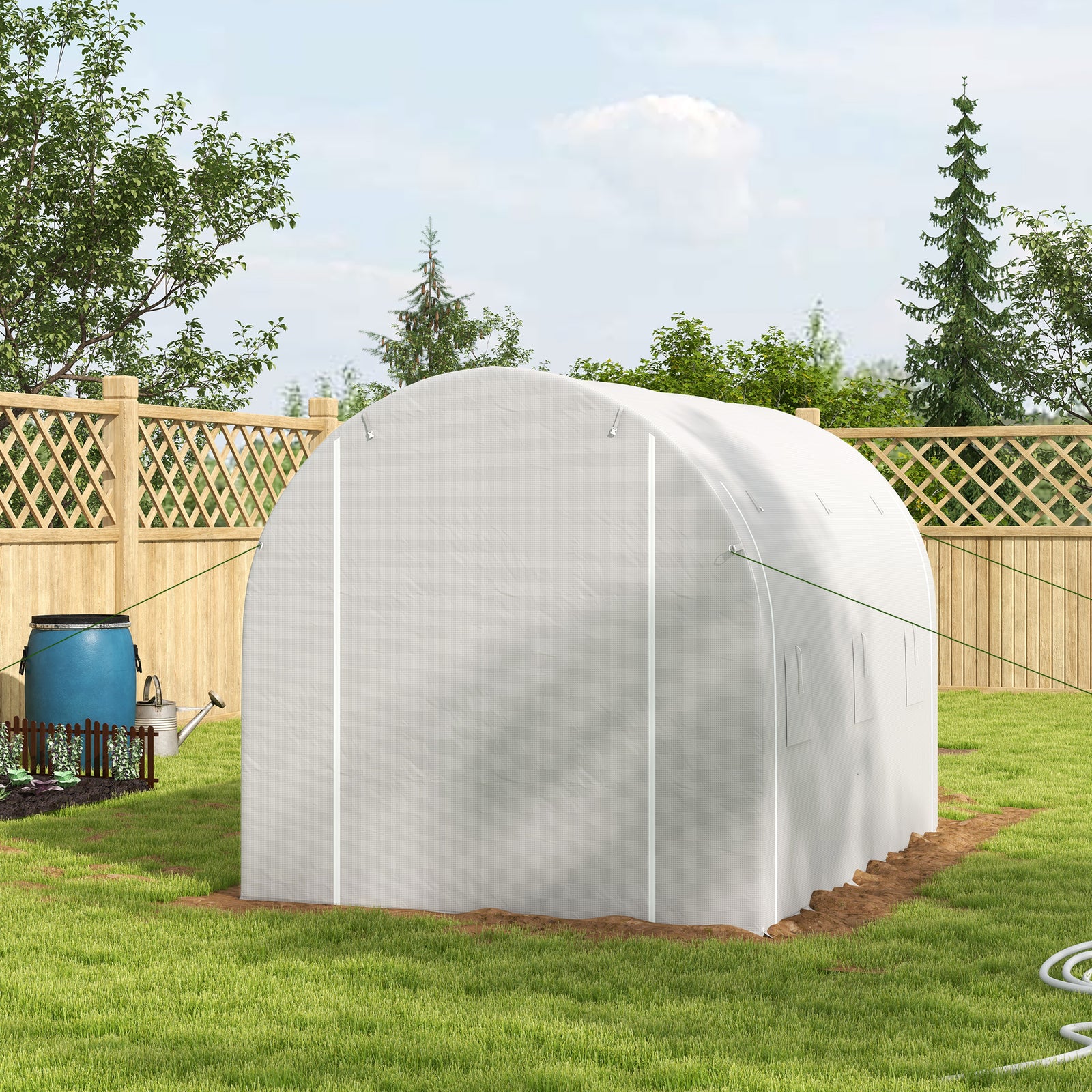3x2m Polytunnel Greenhouse W/ Roll-up Door & Windows