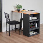 2 Seater Bistro Dining Set with Wine Rack Black Cushioned Seat