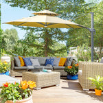 3m Cantilever Parasol W/ Solar Lights & 360° Spin | Beige