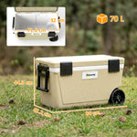 Outsunny 70l Insulated Cool Box With Wheels, Portable Ice Cooler