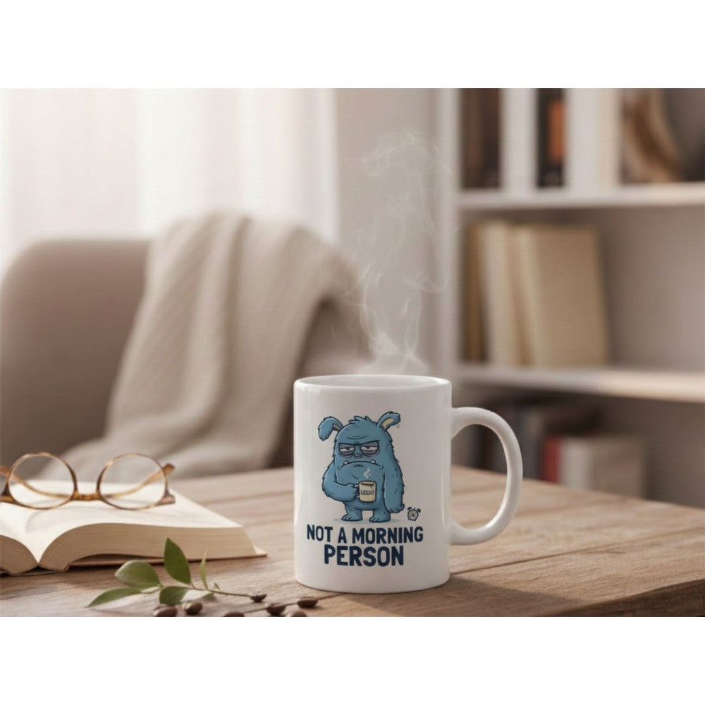Dyzi Not A Morning Person Quote Ceramic Mug White