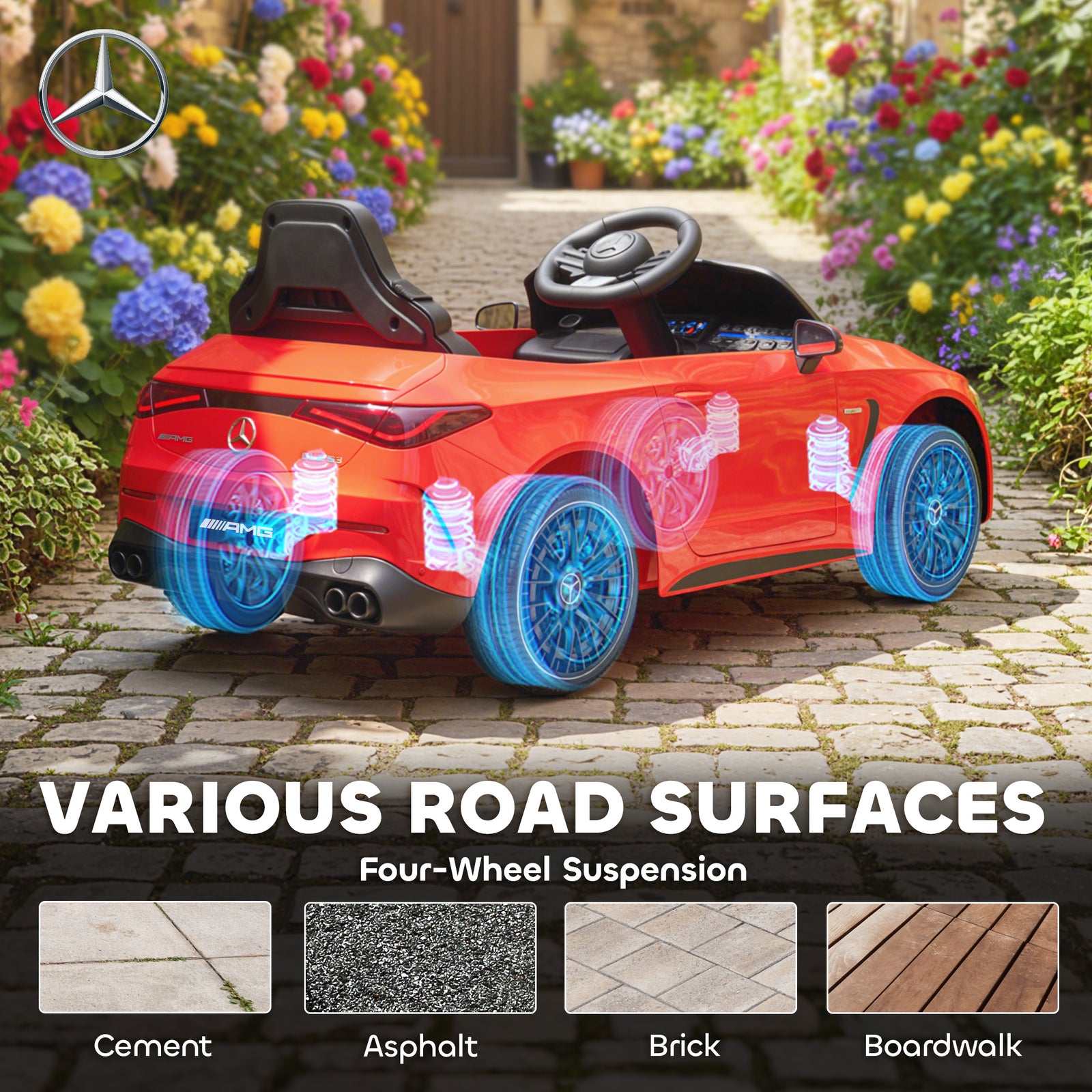 Kids Electric Car Licensed Mercedes Amg, 12v Ride On Car | Red