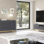 Diamond Luxe Tv Unit 180cm - Deco | Dark Grey