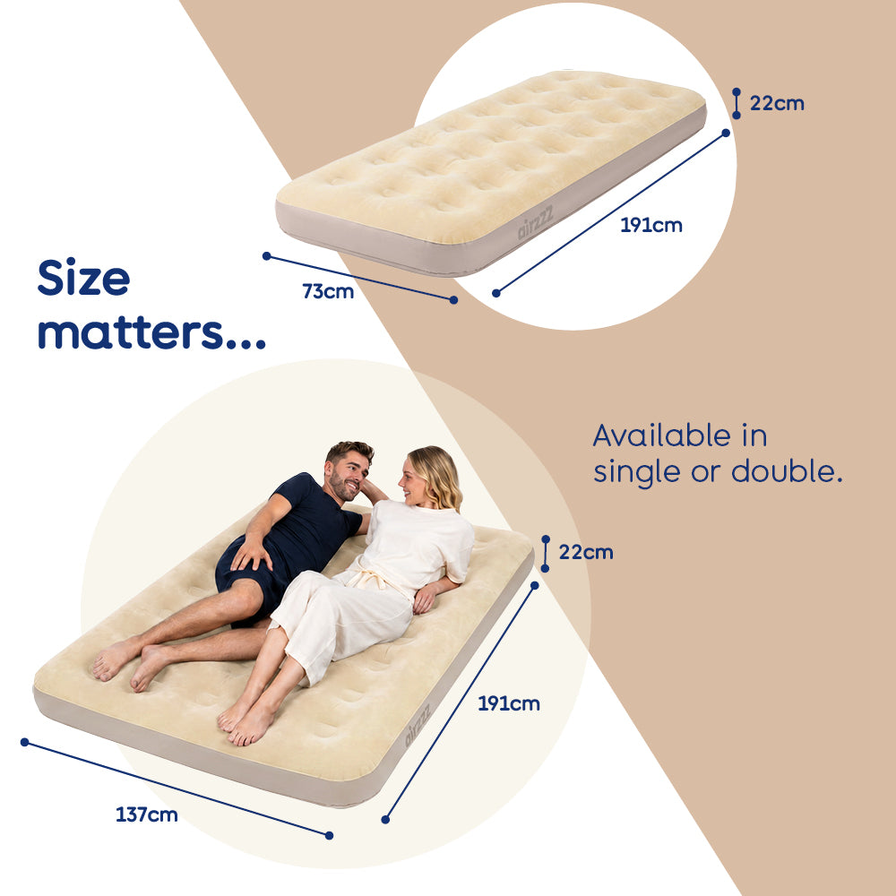 airzzZ Flocked Airbed Quick Inflation Deflation Guest Bed