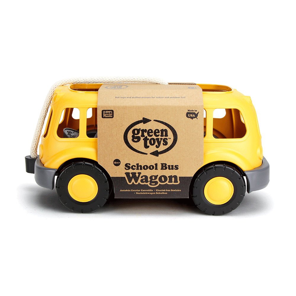 Pull Along School Bus Wagon, Made From 100% Recycled Plastic