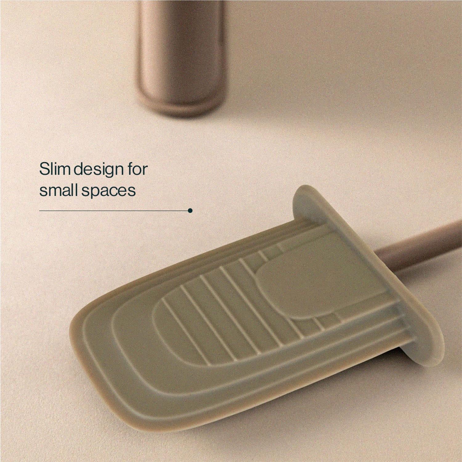 Silicone Toilet Brush, Floor Or Self-adhesive Slim Beige Flat Collection