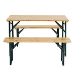 3-piece Outdoor Wooden Foldable Table Benches Set
