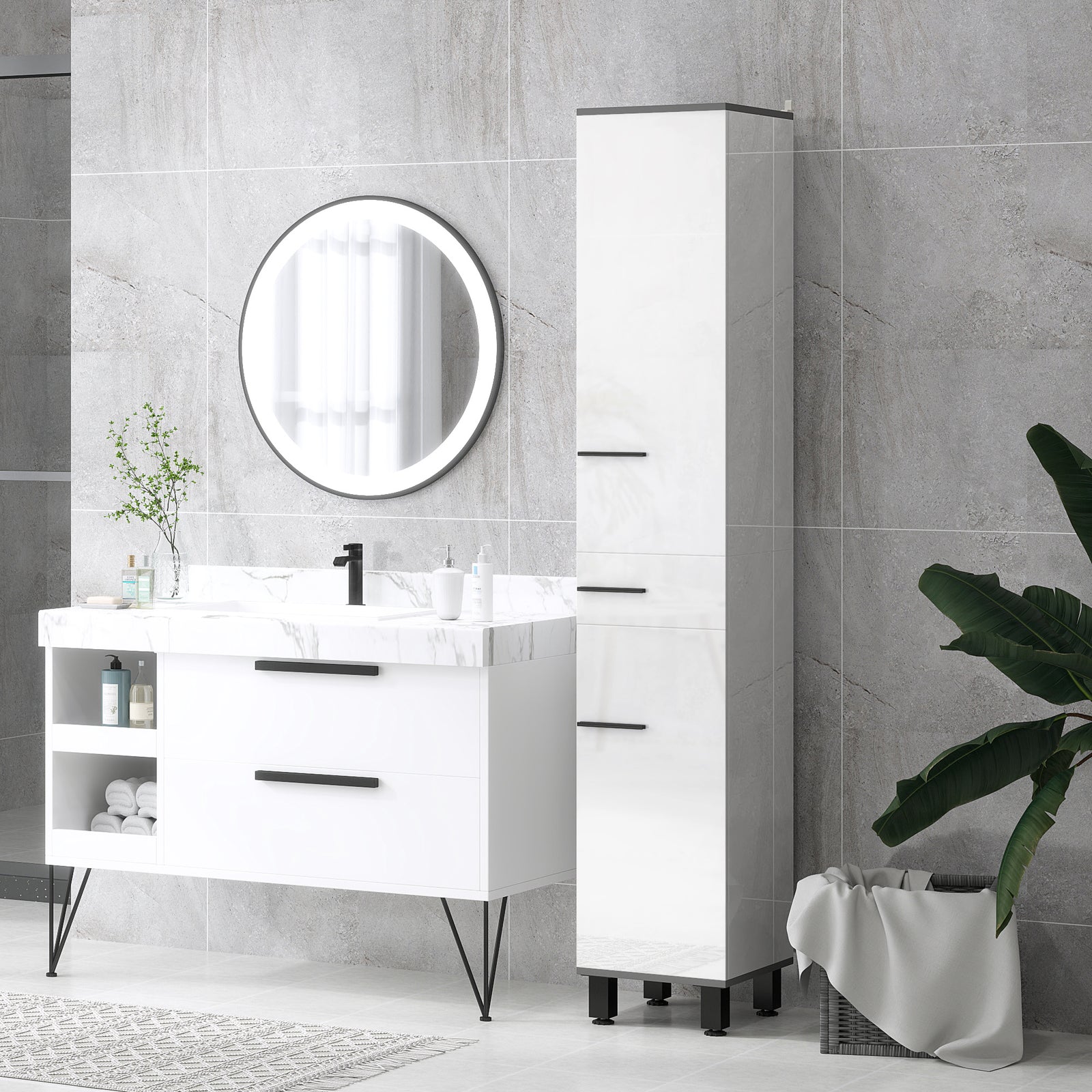 Bathroom Cabinet With Adjustable Shelves, Double Doors