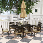 9 Pieces Cast Aluminium Garden Dining Set W/ Parasol Hole