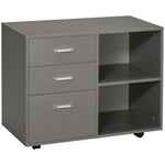 Freestanding Storage Cabinet W/ 3 Drawers 2 Shelves 4 Wheels | One Size | Gray