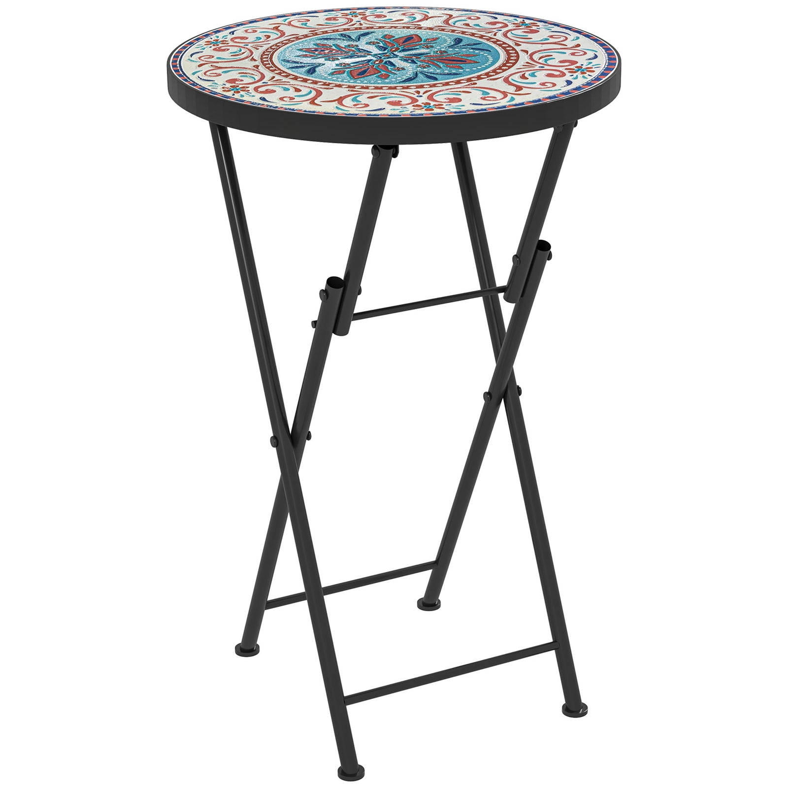 Mosaic Garden Table, 35.5cm Folding Coffee Table | Multi Colour