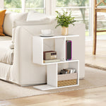 Side Table, Narrow End Table With Storage Shelves | White