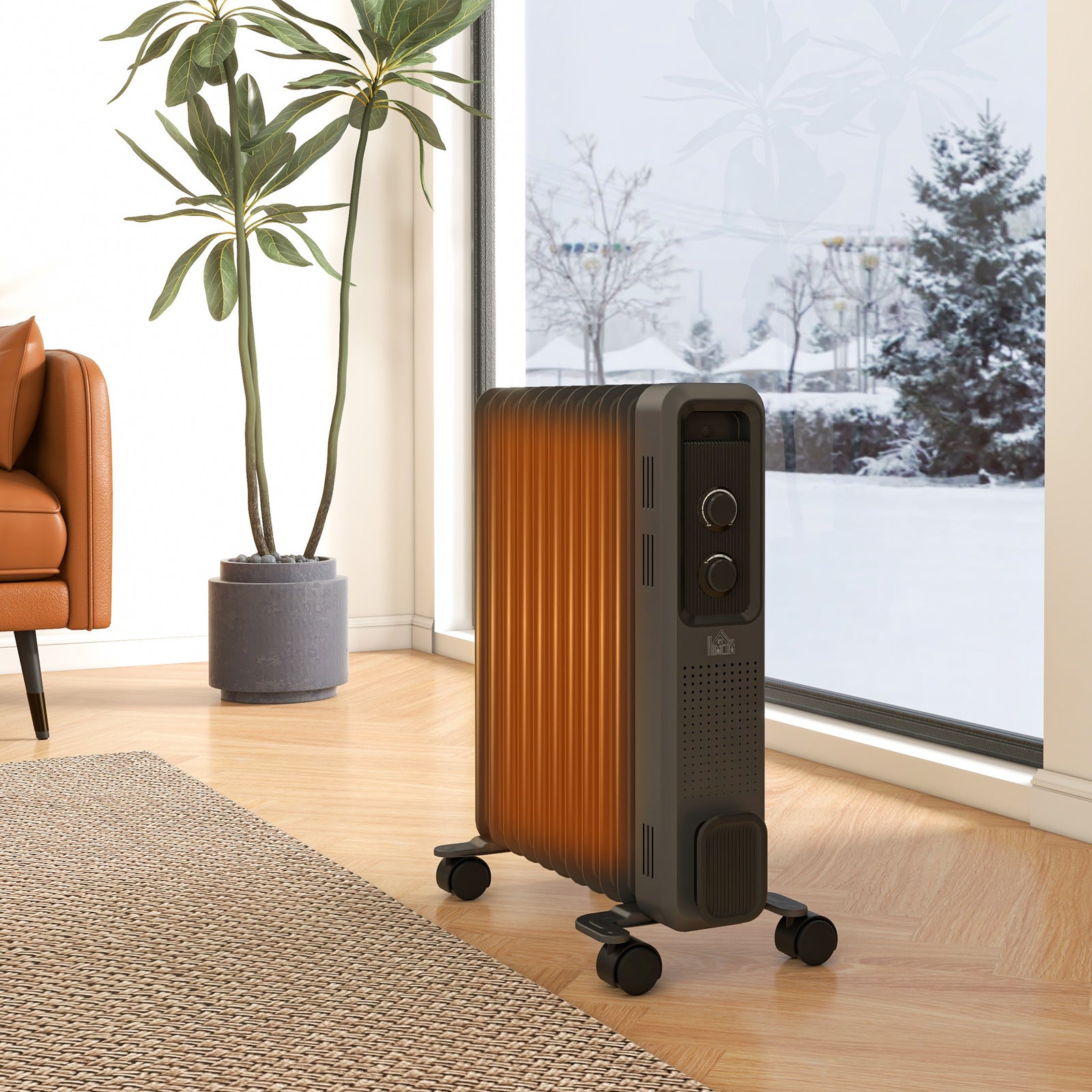 7/9/11 Fin Oil Filled Radiator Portable On Wheels | Large | Grey