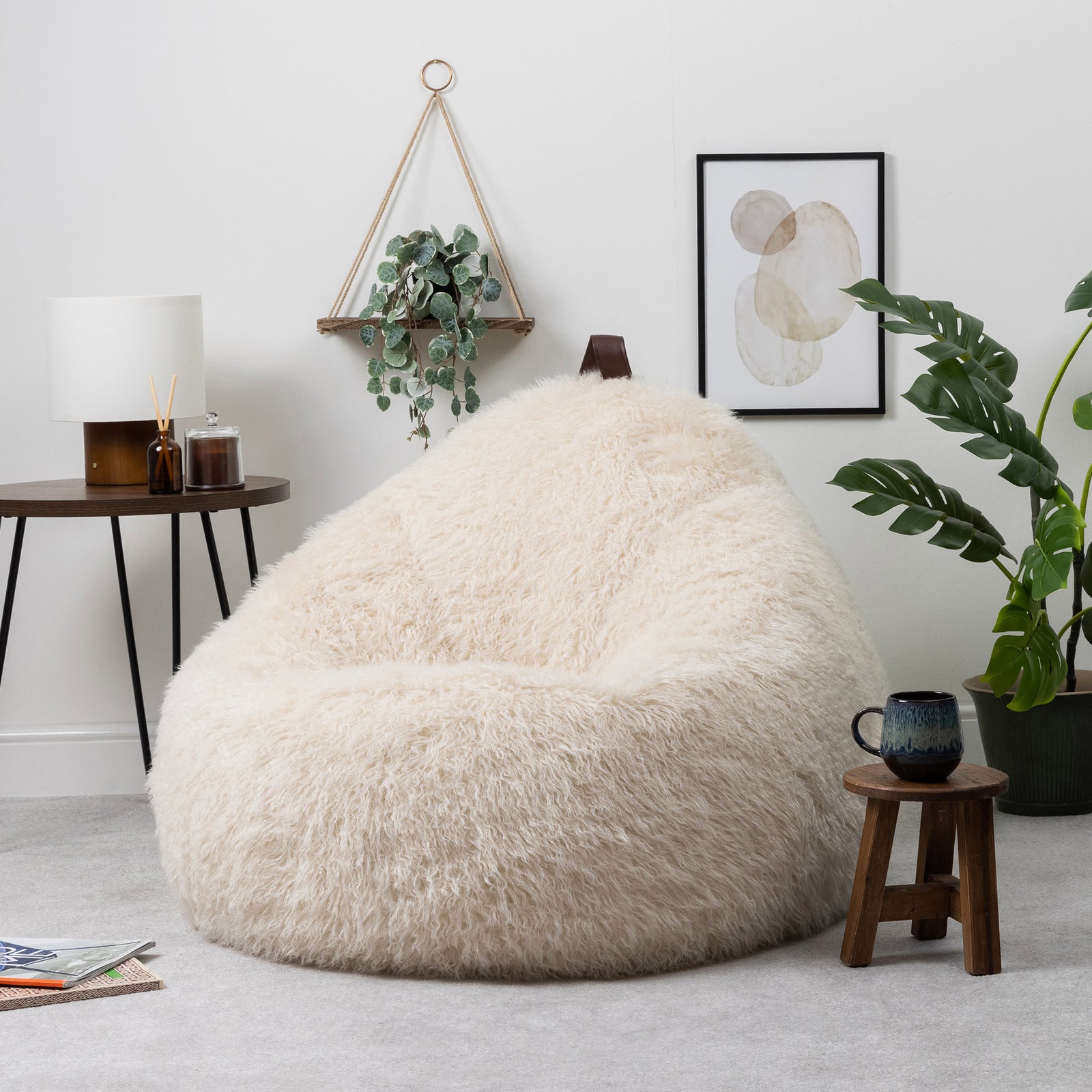 Cocoon Faux Fur Bean Bag Chair | White
