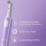 Vitality Pro Electric Rechargeable Toothbrush With 2 Brush Heads, Lilac