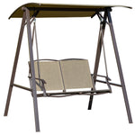 2 Seater Garden Swing Chair Outdoor Canopy Swing W/ Shade | Brown