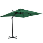 Square Cantilever Roma Parasol W/ 360° Crank & Base | Green