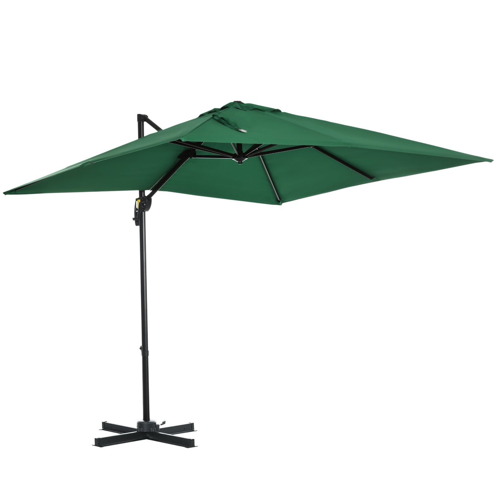 Square Cantilever Roma Parasol W/ 360° Crank & Base | Green