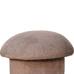 Solid Mango Wood Mocha Faux Fur Mushroom Footstool