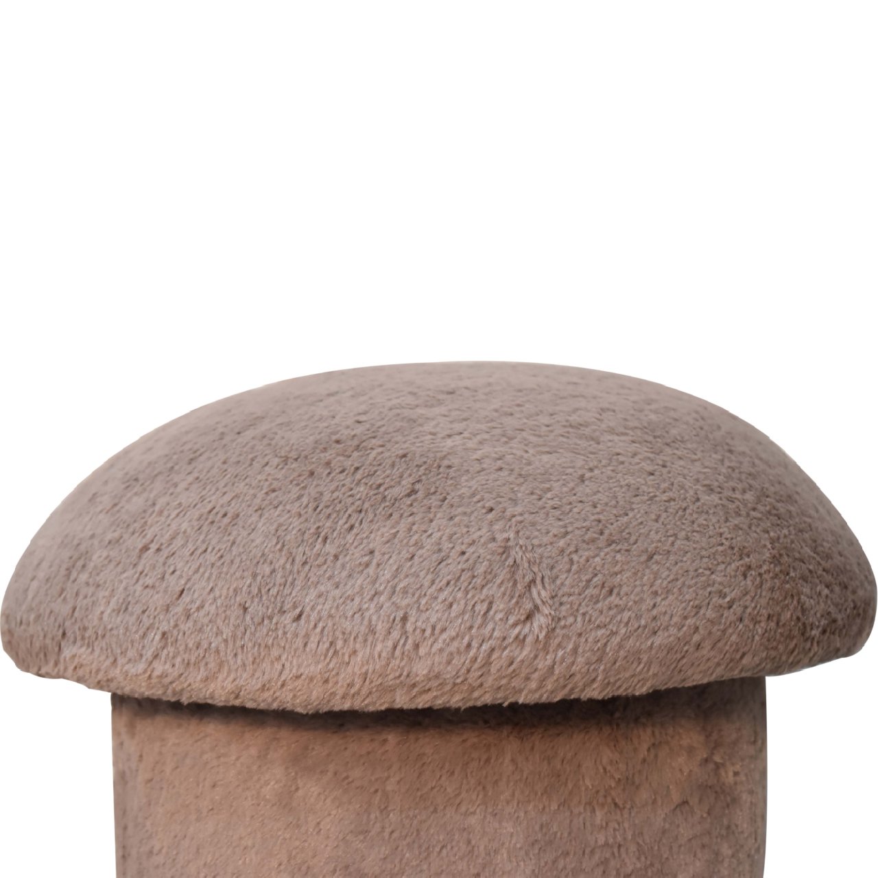 Solid Mango Wood Mocha Faux Fur Mushroom Footstool