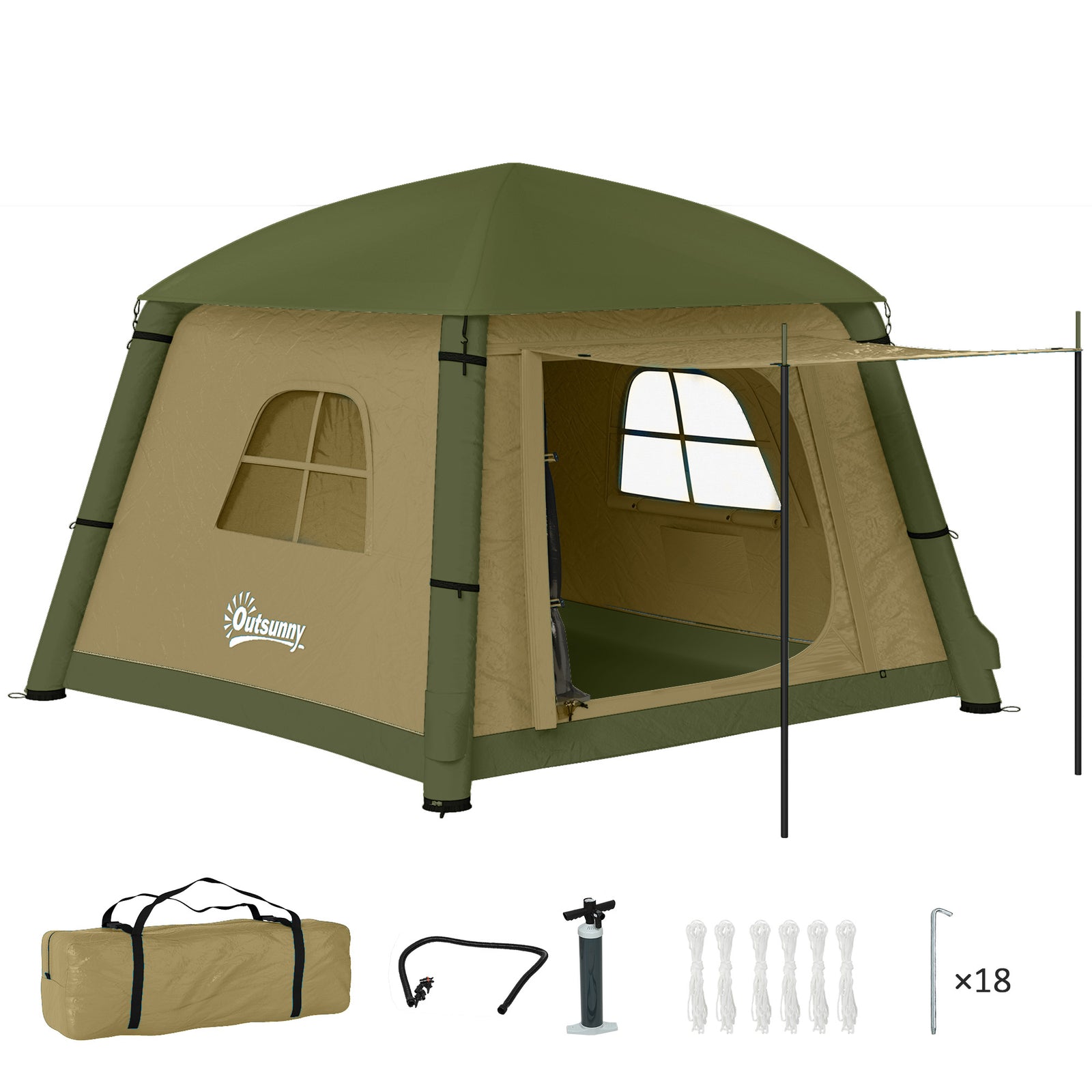 Inflatable Camping Tent, Easy Setup 2 Man Tent | Brown