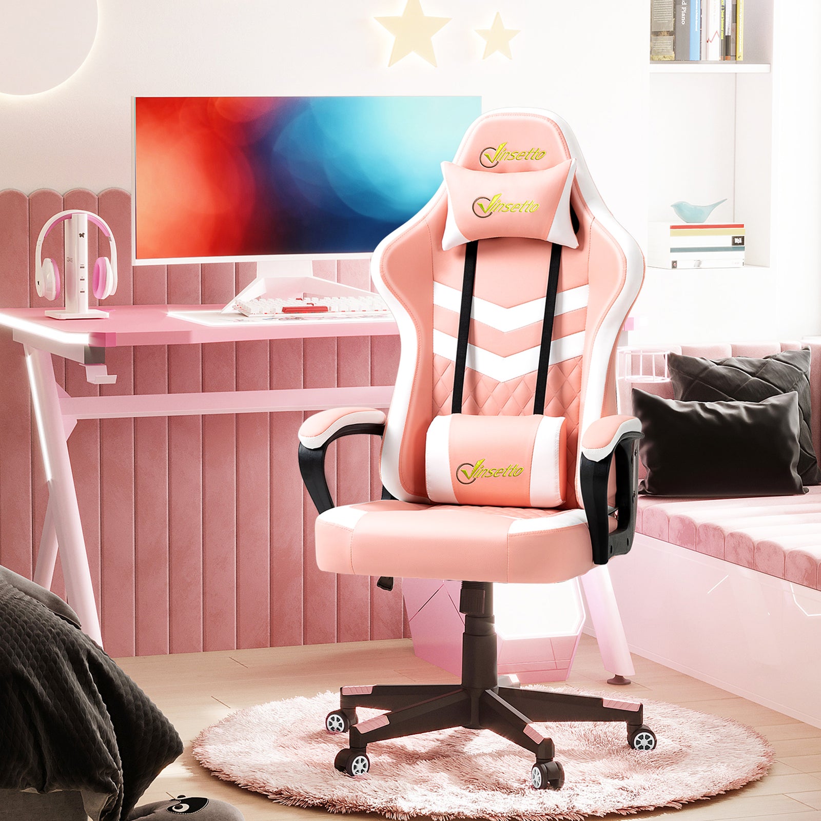 Racing Gaming Chair Lumbar Support | Pink