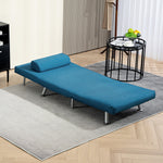 Single Folding 5 Position Convertible Sleeper Chair Sofa Bed | One Size | Sky Blue