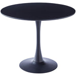 90cm Dia X 75cm Hmodern Round Wooden Table With Metallic Base | 0.9m | Black