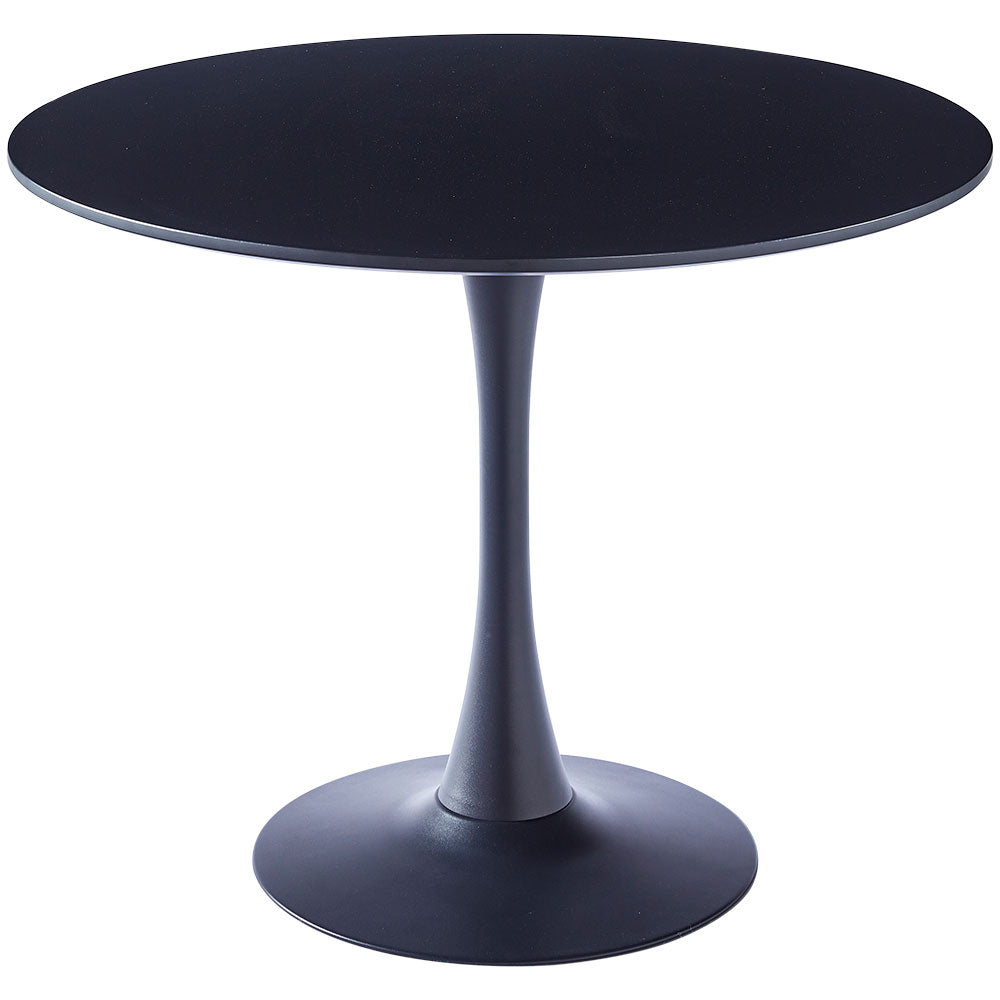 90cm Dia X 75cm Hmodern Round Wooden Table With Metallic Base | 0.9m | Black