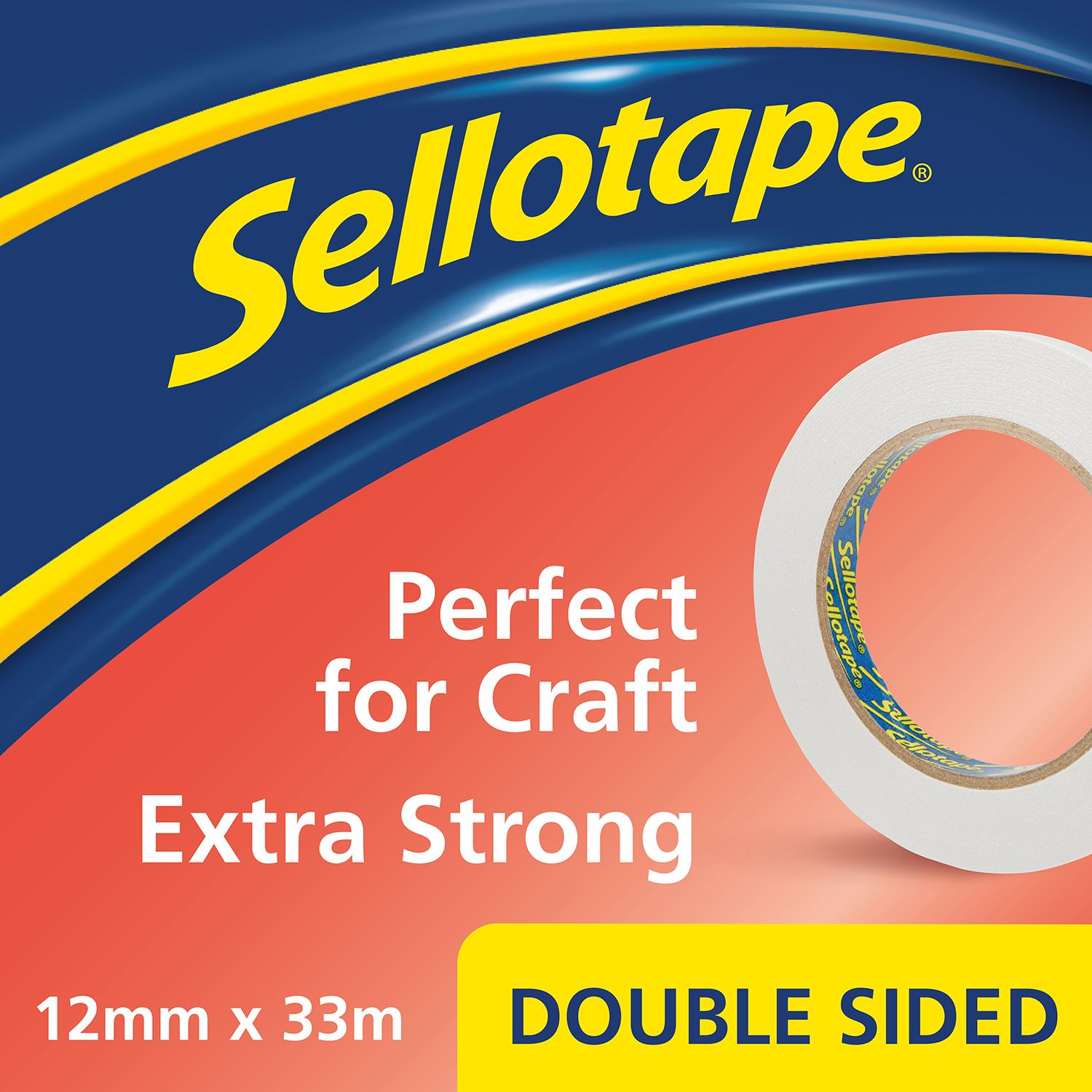 Double Sided Tape For Everyday Use With Easy Peel 12mmx33m, 4pk