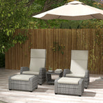 5 Pcs Rattan Garden Furniture Set W/ Reclining Chairs, Table | Gray