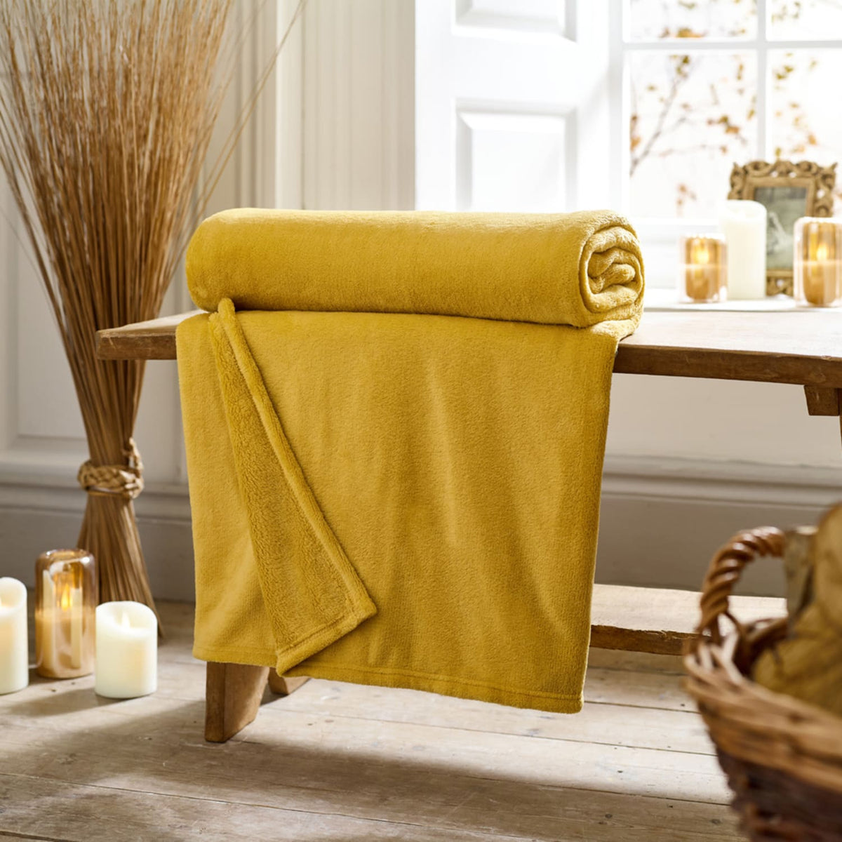Snuggle Touch Supersoft Fleece Throw | 150cm x 200cm | Ochre