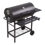 Living and Home Portable Barrel Charcoal Bbq Grill Smoker With Side Shelves