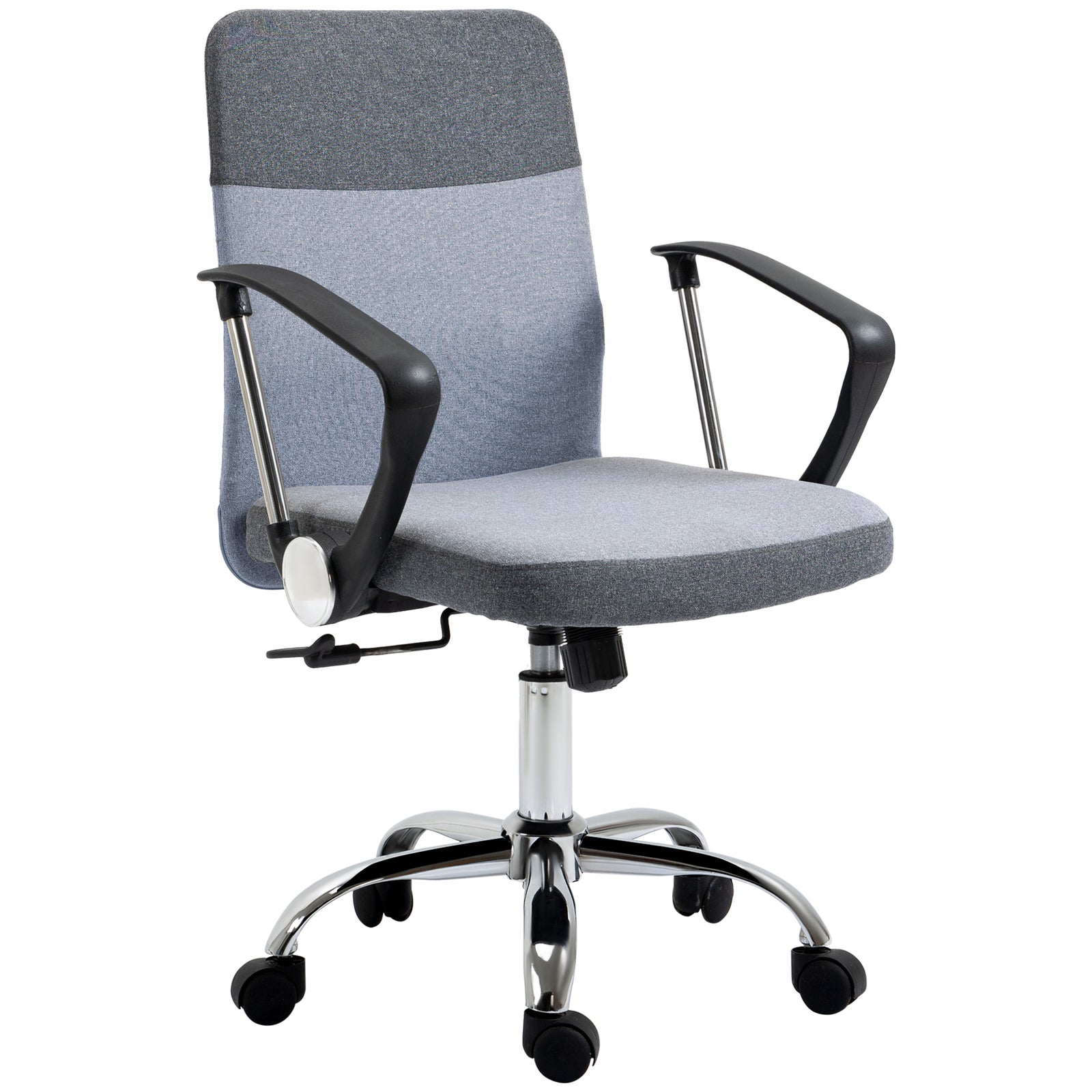 Linen Office Chair Swivel Rocker Grey