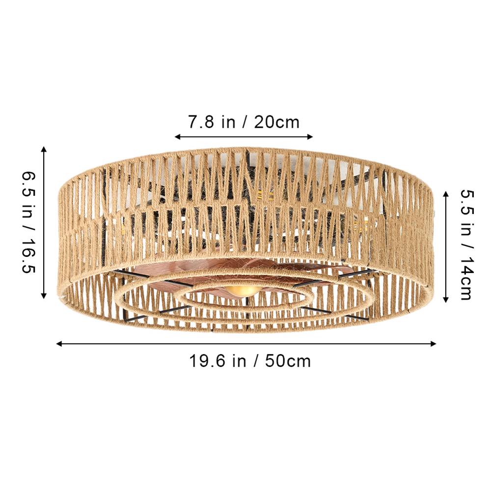 Breeins 50cm Dia Rattan Ceiling Fan Light With Remote Control