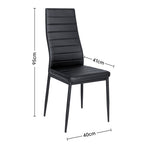 Set Of 2 Modern Faux Leather Armless High Back Dining Chairs | Set of 2 | Black