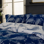 Dancing Koi  Deluxe Thread Count Cotton Duvet Cover Set | Super King | Blue