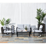 4pcs Garden Sectional Loveseat Set W/ Cushion