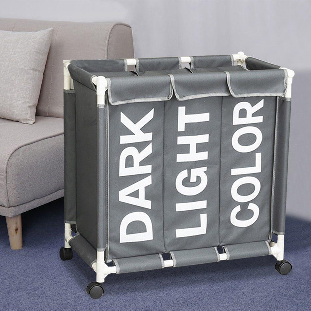 Large 3 Bin Laundry Hamper Laundry Baskets Laundry Sorter With Wheels