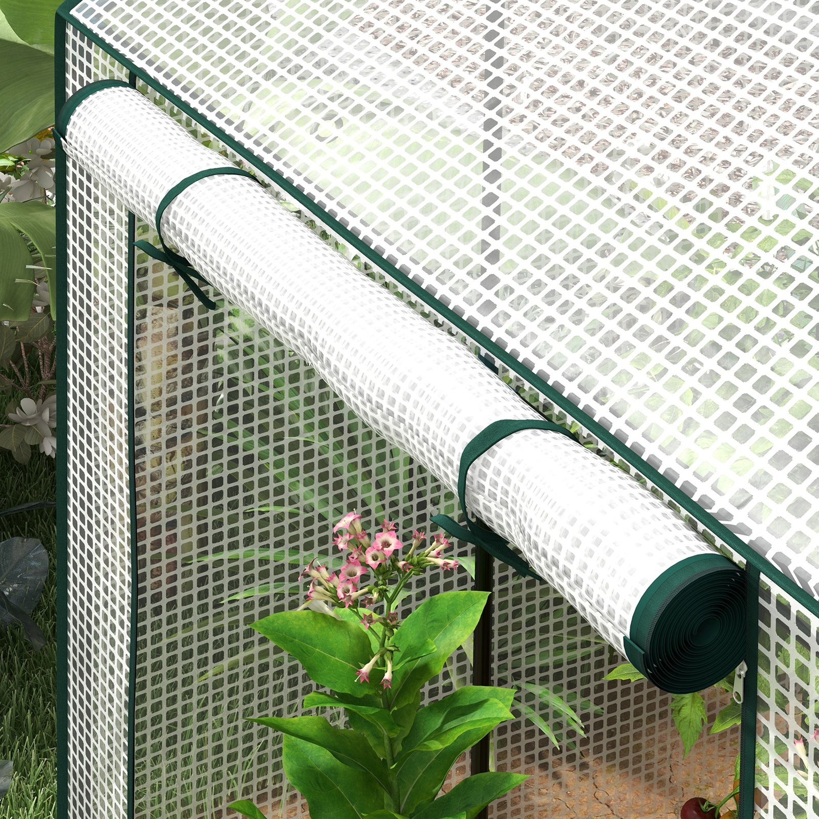 Greenhouse With 2 Roll-up Doors And Vent Holes