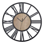 Metal Wood Decorative Wall Clock With Roman Numerals
