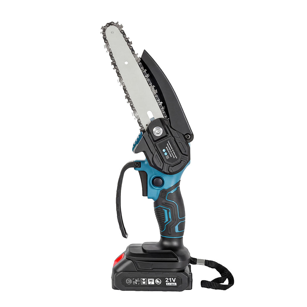 Mini Chainsaw Cordless 6in And 8in Dual Bar Garden Pruning Black Blue | Blue
