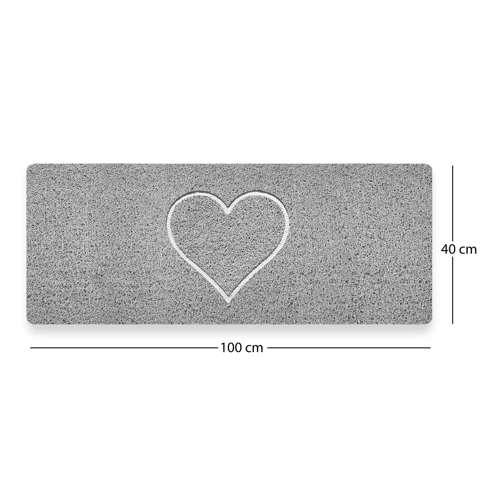 Spaghetti Anti Slip Shower/bath Mat - Heart Embossed | 100cm x 40cm | Grey