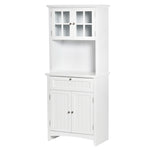 Kitchen Cupboard Wood Storage Cabinet   Drawer Glass Door